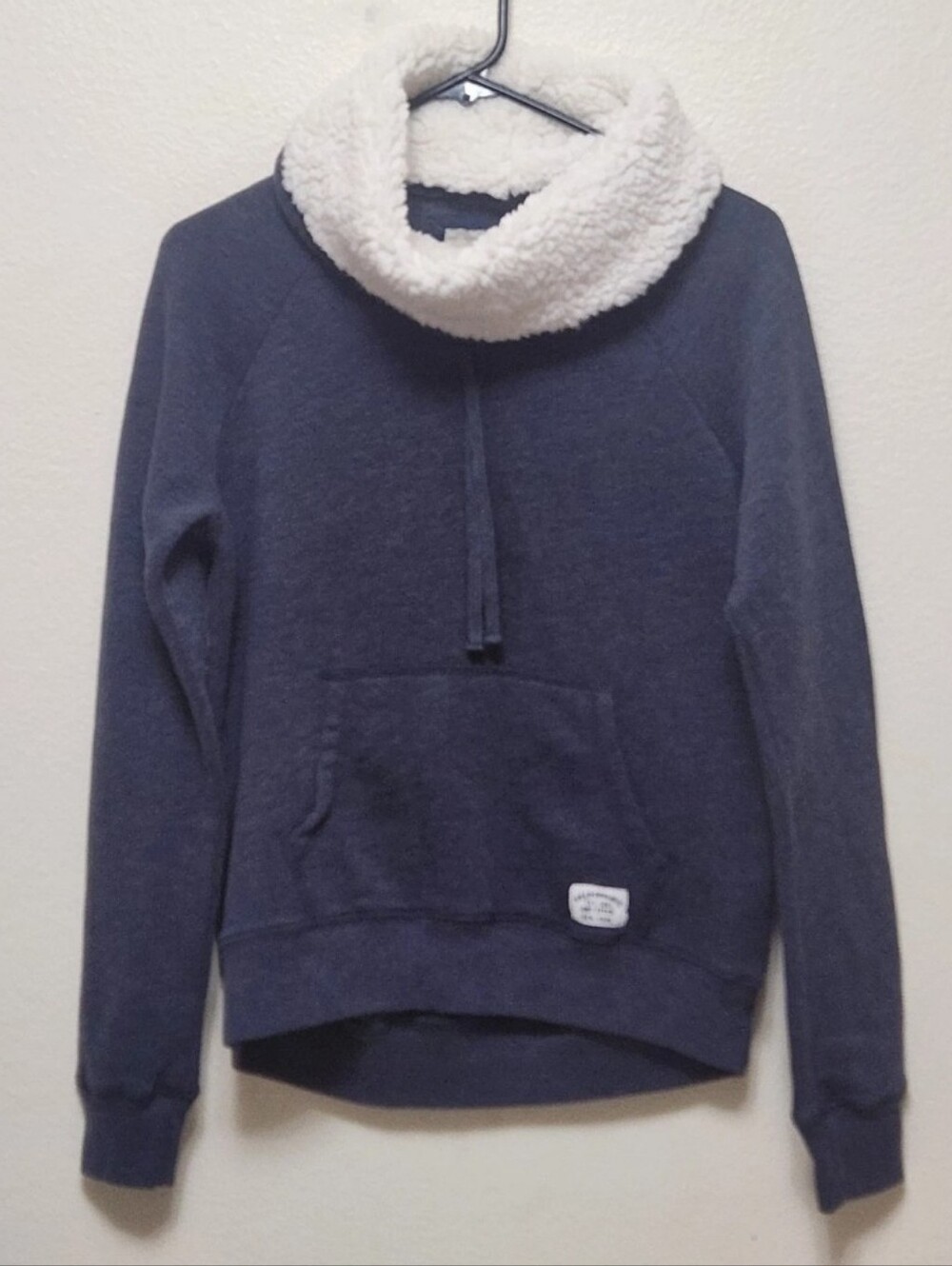 Y2K Abercrombie & Fitch Cowl Neck Sweater S Blue Sherpa Soft Long Sleeve Preppy